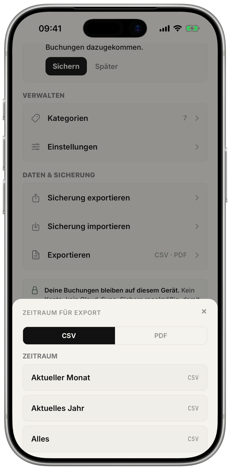 Pro-Exportsteuerung für CSV- und PDF-Dateien