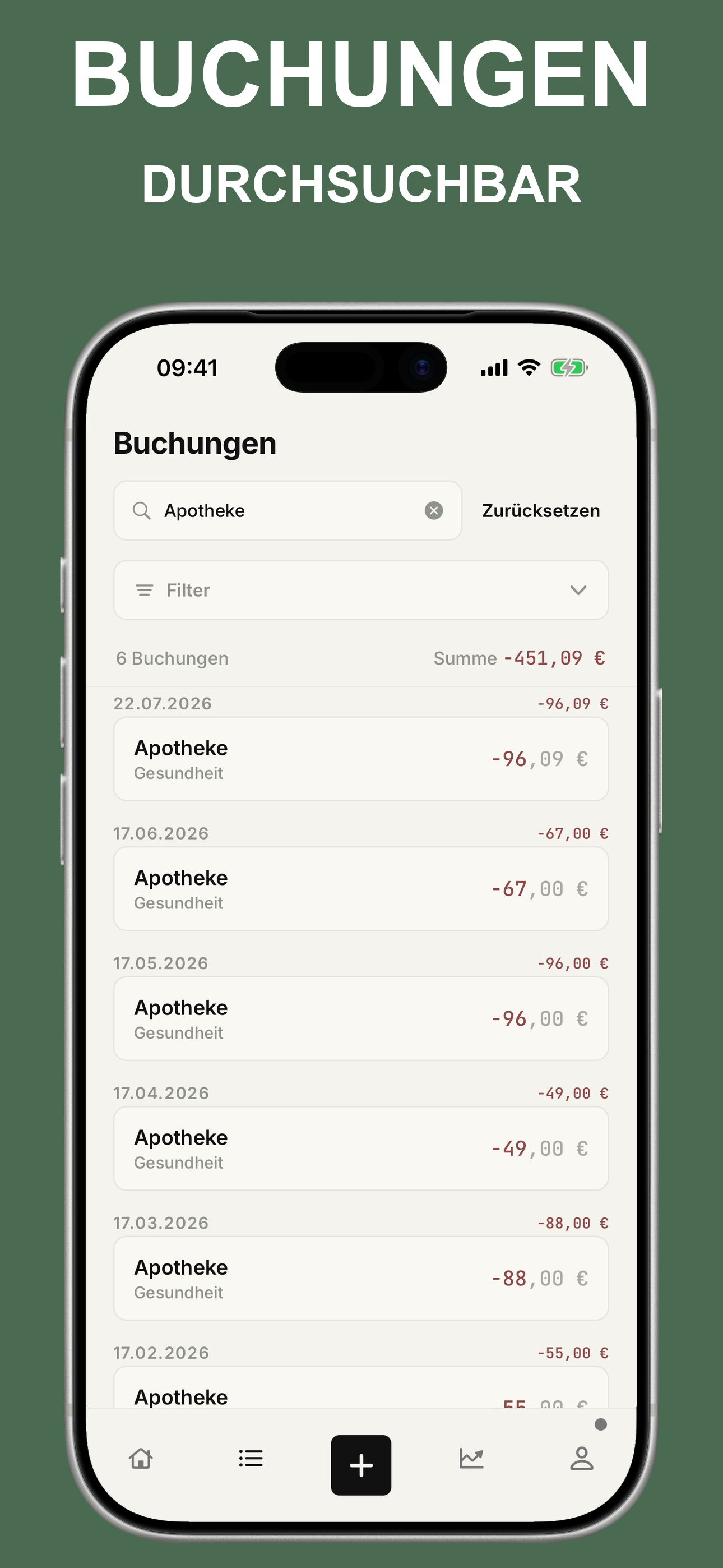 Buchungssuche mit einem Treffer für Apotheke